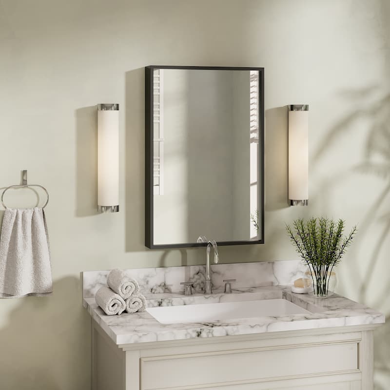 Tempered Glass and Metal Framed French Cleat Mounted Wall Bathroom / Vanity Mirror