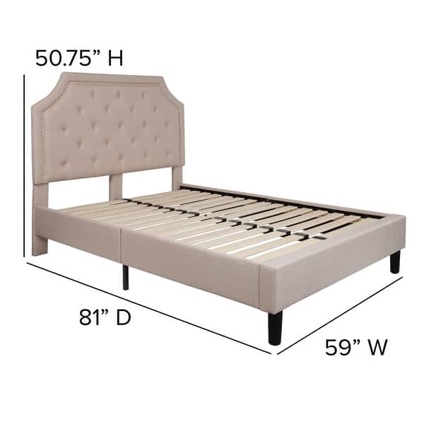 dimension image slide 9 of 20, Tufted Platform Bed with 10 Inch Pocket Spring Mattress