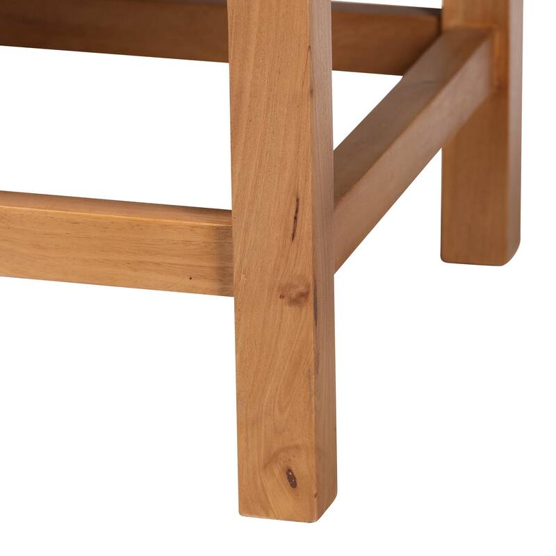 Ismael Accent Bench - Handwoven Seagrass Accent Seating with Mahogany Wood Frame, Raised Back Bench for Entryway or Living Room