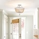 preview thumbnail 15 of 16, Vintage Farmhouse 3 - Light 17" Wood Beaded Semi Flush Mount Lighting