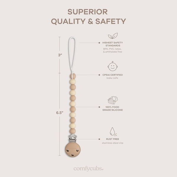 dimension image slide 2 of 8, Pacifier Clip for Boys and Girls by Comfy Cubs
