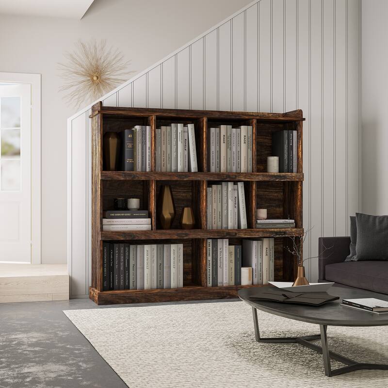 GDF Studio - Oxon Modern 10-Shelf Bookcase with Cubby Storage - Espresso
