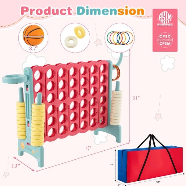 dimension image slide 2 of 3, Costway Jumbo 4-to-Score 4 in A Row Giant Game Set with Carry Bag - See Details
