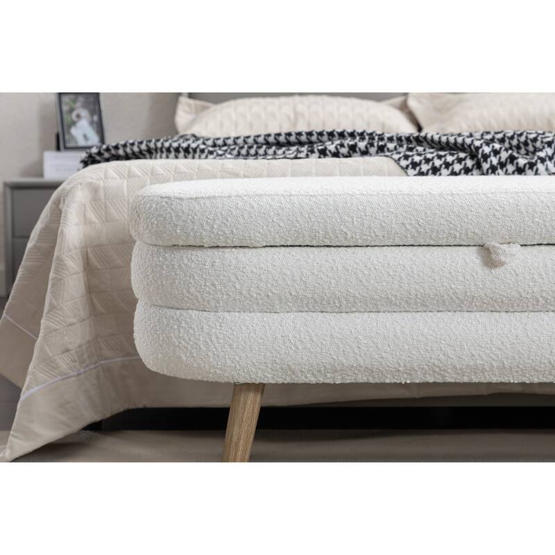 Upholstered Storage Bench with Wooden Legs