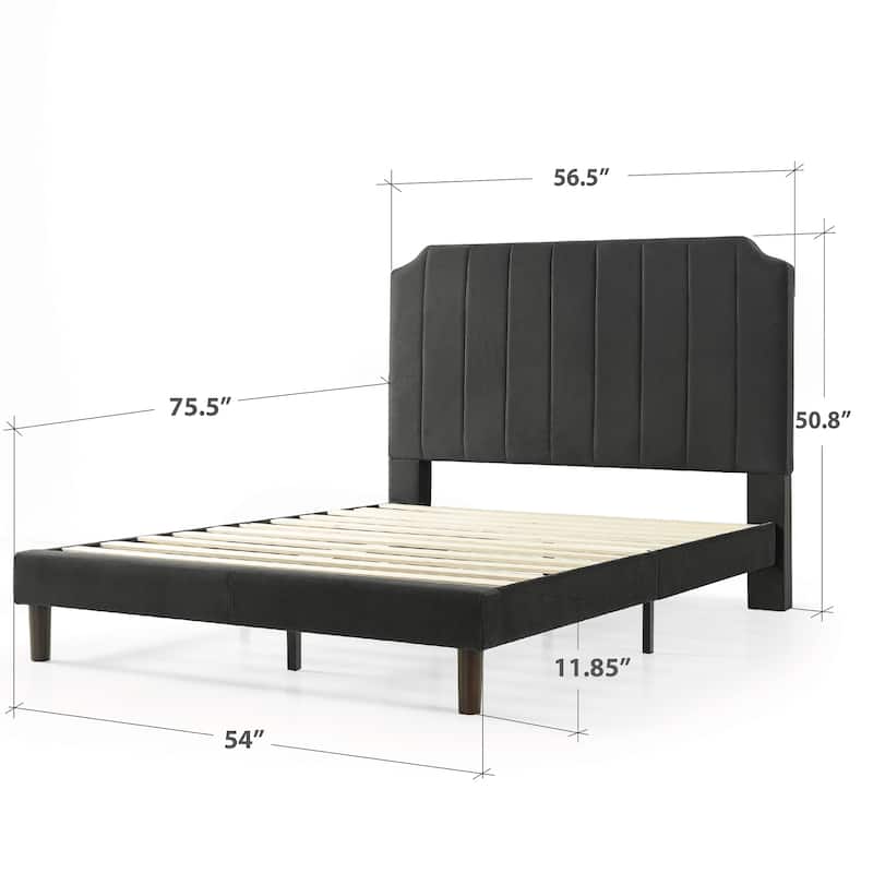 Priage by ZINUS slate black Upholstered Platform Bed Frame - Full