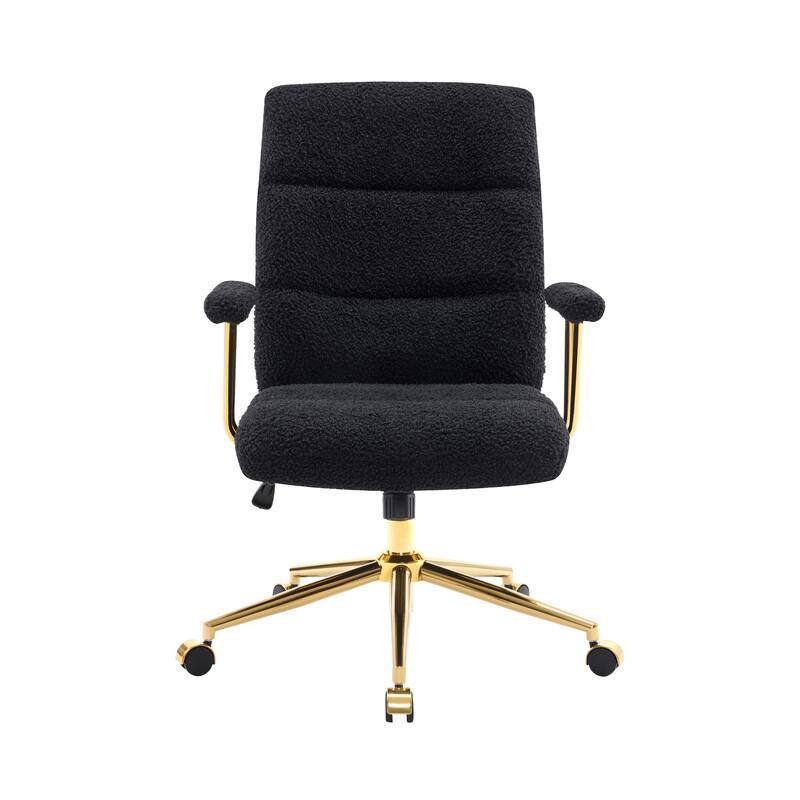 Textured Boucle Fabric Office Chair, Modern Height Adjustable Desk Chair with Padded Arms