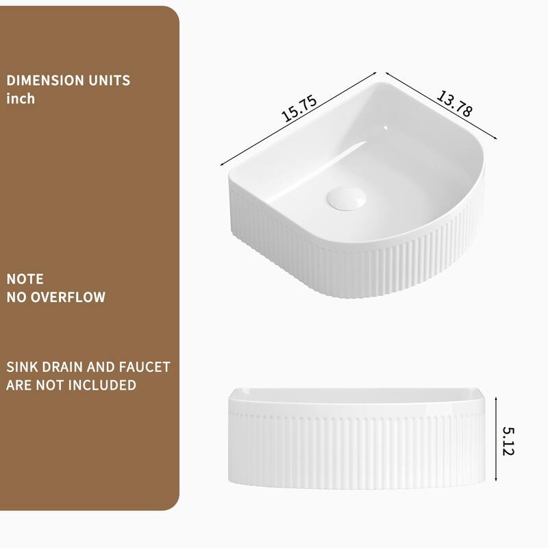 GDFStudio - Adrian Porcelain Vessel Sink with Modern Countertop Bathroom Basin Design