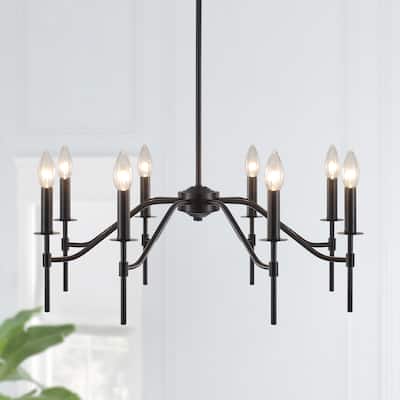 8-Light Hanging Candlestick Linear Foyer Chandelier Lighting Fixture Island Chandelier for Dining Room