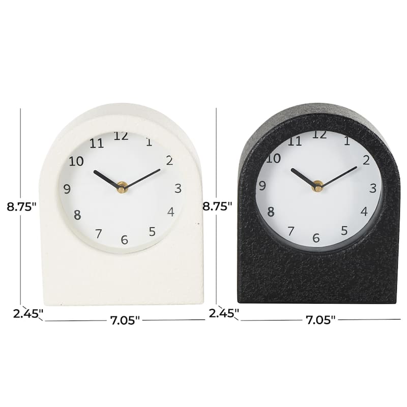 Wood Textured Decorative Clock with Gold Accents - Set of 2 Multi Colored - Roche River Decor