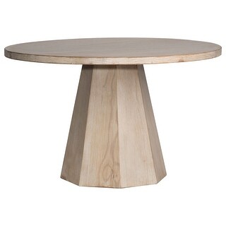 Xavier 48-inch Round Reclaimed Pine Light Wash Pedestal Dining Table