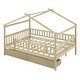 preview thumbnail 41 of 42, Full Size House Bed with Storage Drawers, Wooden Bed Frame with Fence & Wood Slat Support for Boys, Girls, No Box Spring Needed