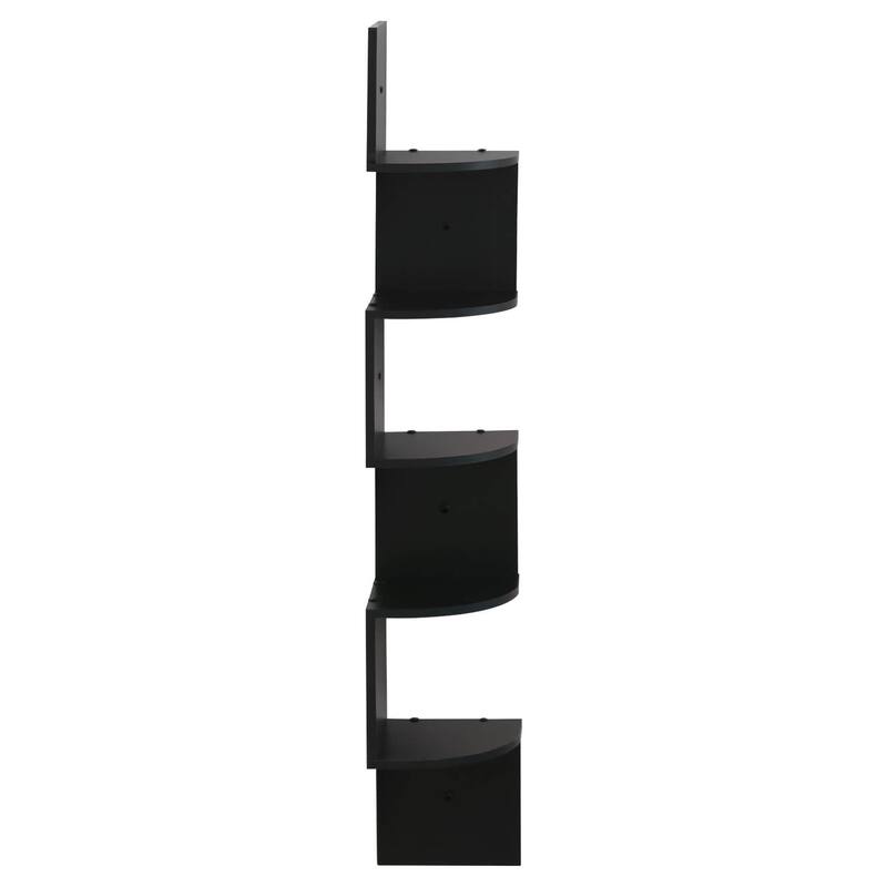 Porch & Den Munjoy Espresso 5-tier Wall-mount Floating Corner Shelf