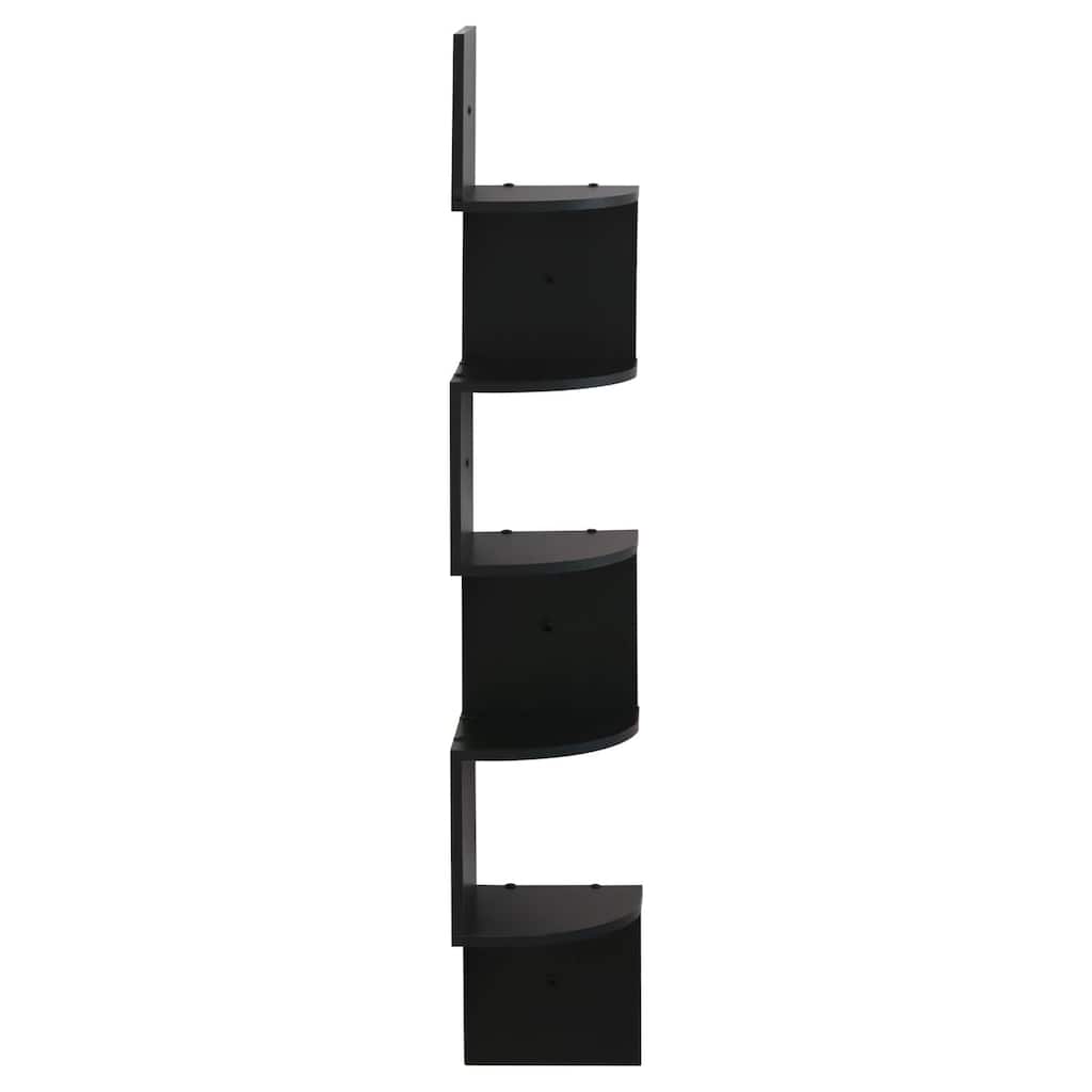 Porch & Den Munjoy Espresso 5-tier Wall-mount Floating Corner Shelf