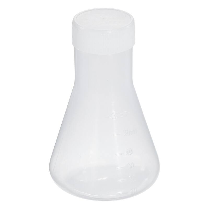 Plastic Erlenmeyer Flask with Caps, 1 Pack Narrow Mouth Conical Flask - Clear