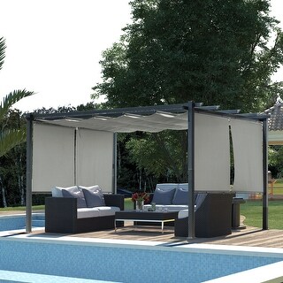Aoodor 10 x 13 ft Outdoor Pergola with Retractable Canopy, Aluminum Frame, 4 Pieces Patio Sun Shade Shelter