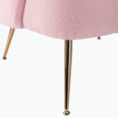 Teddy Short Plush Particle Armchair, with Golden Metal Legs