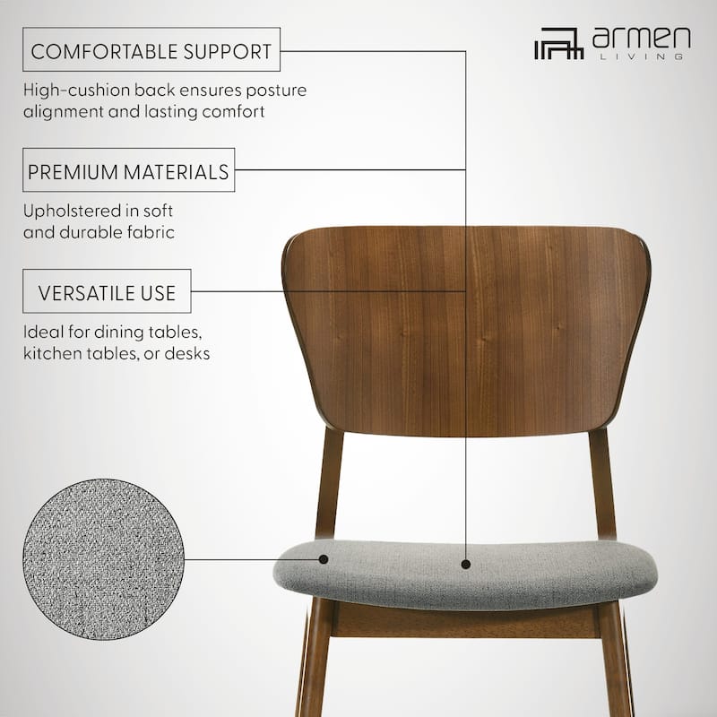 Kalia Mid-Century Modern Upholstered Wood Dining Chairs - Set of 2