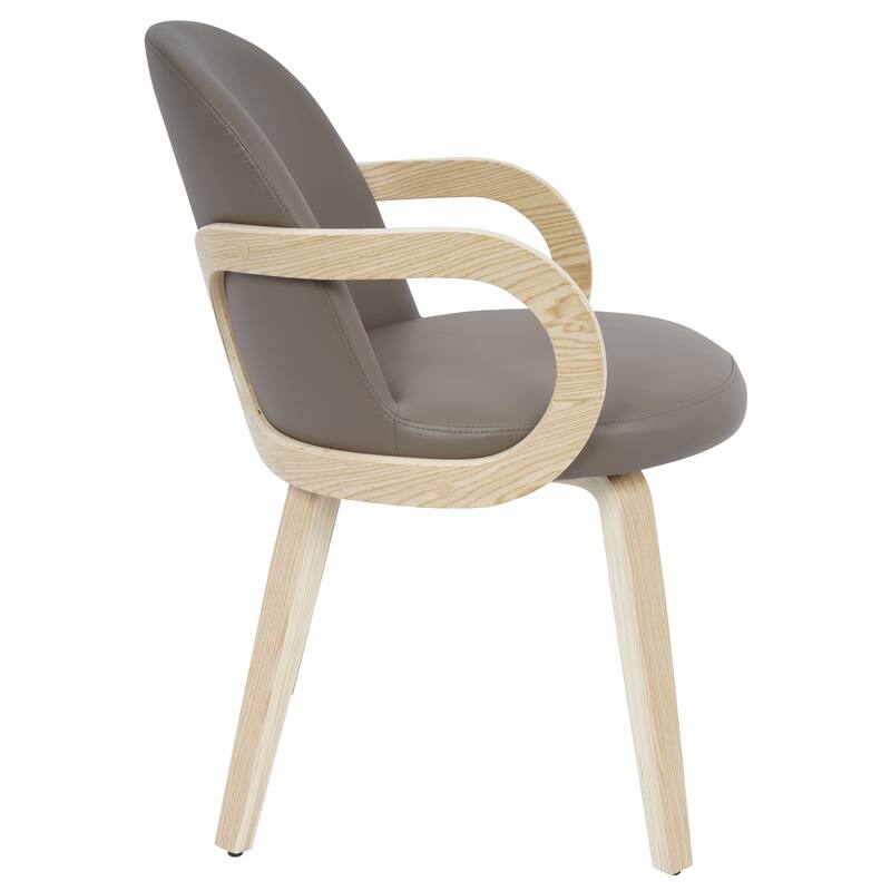 Modern Faux Leather and Bentwood Dining Chair, Set of 2