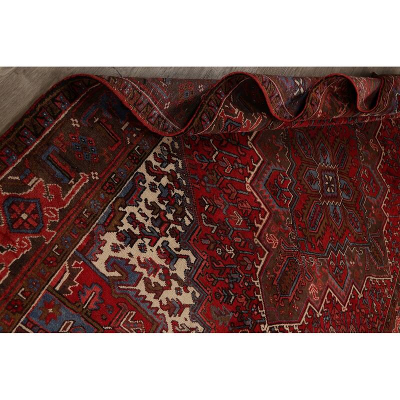Geometric Heriz Persian Area Rug Wool Handmade Living Room Carpet - 7'8" x 10'8"