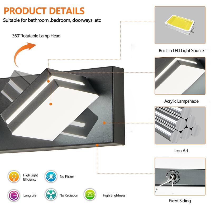 Modern LED Vanity Light, 7-Lights Wall Sconce for Bathroom and Mirror, Sleek Minimalist Design, Energy-Efficient