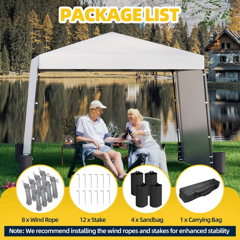 10x10 FT Pop-Up Canopy with 2 Sidewalls - Heavy-Duty Waterproof, UV-Resistant Tent for Outdoor Events, Markets & Gatherings