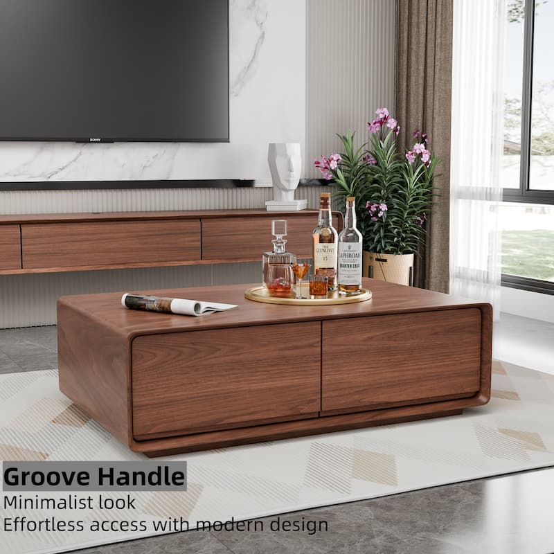Modland 47" Handmade Modern Coffee Table with 4 Drawers & Rounded Corners - 47.24