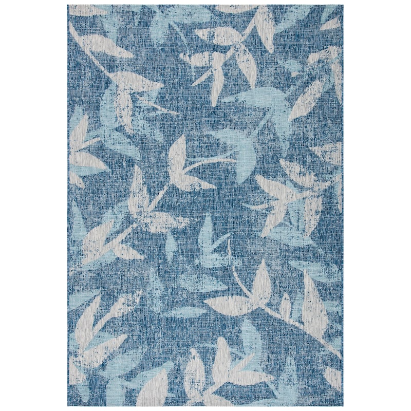 SAFAVIEH Courtyard Rula Indoor/Outdoor Waterproof Patio Backyard Rug - 2' x 3'7" - Navy/Blue