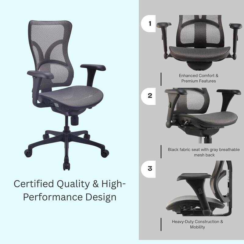 Cubiclesdotcom Engage Curved Mesh Ergonomic Office Chair, 275 lbs, Black