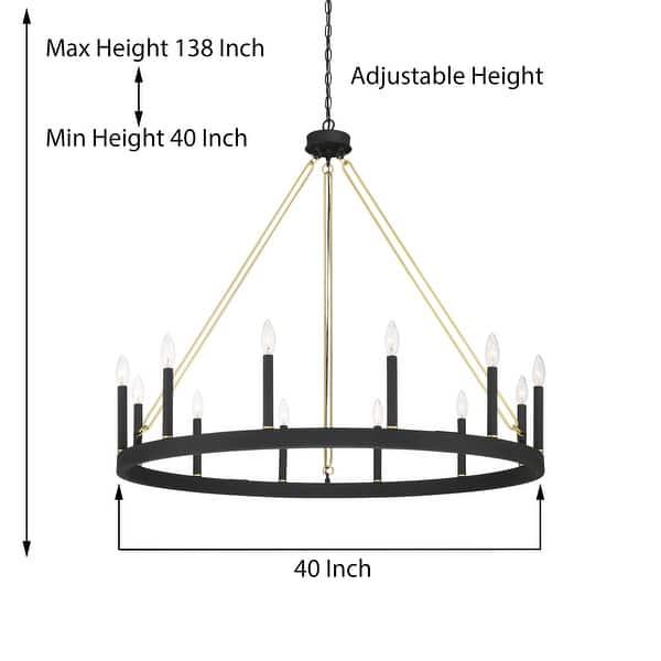 dimension image slide 0 of 6, Update 12-light 40In Modern Farmhouse Wagon Wheel Chandelier