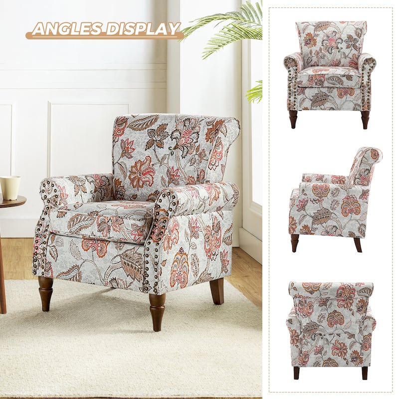 Nyctelius Nailhead Trim Traditional Accent Armchair with Rolled Arms by HULALA HOME