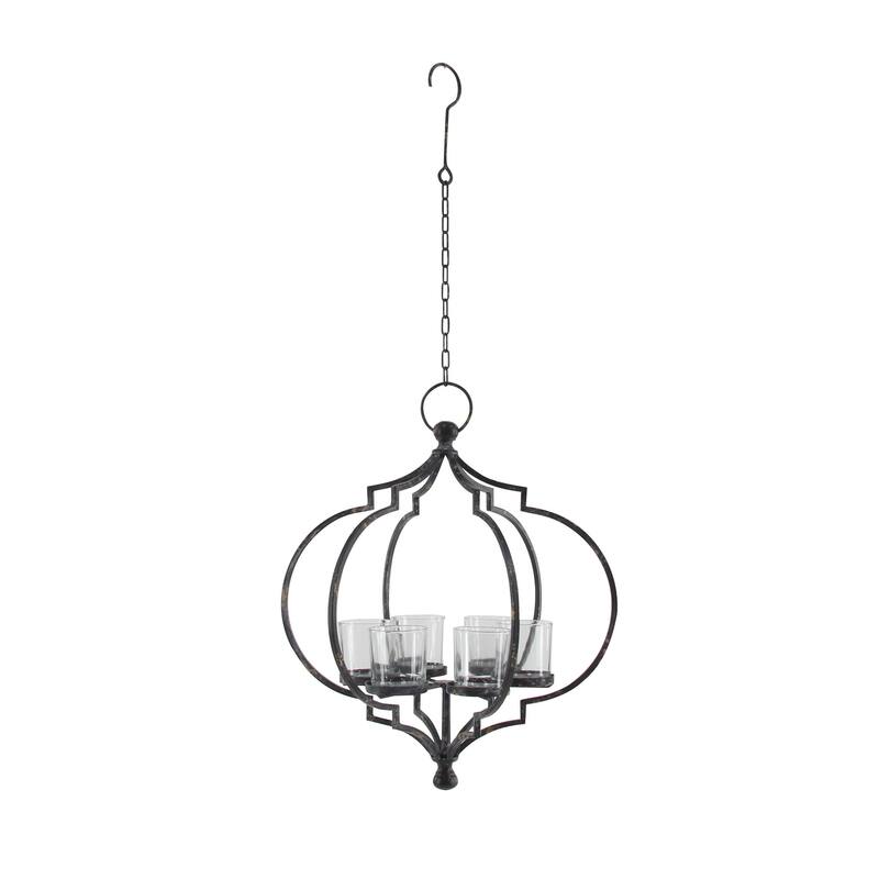 Elegant Decorative Metal Hanging Candelabra - Black or White