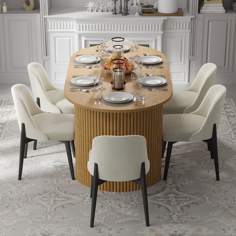 Dining Chairs Kitchen Chairs with Wood Legs Set of 6 - Black