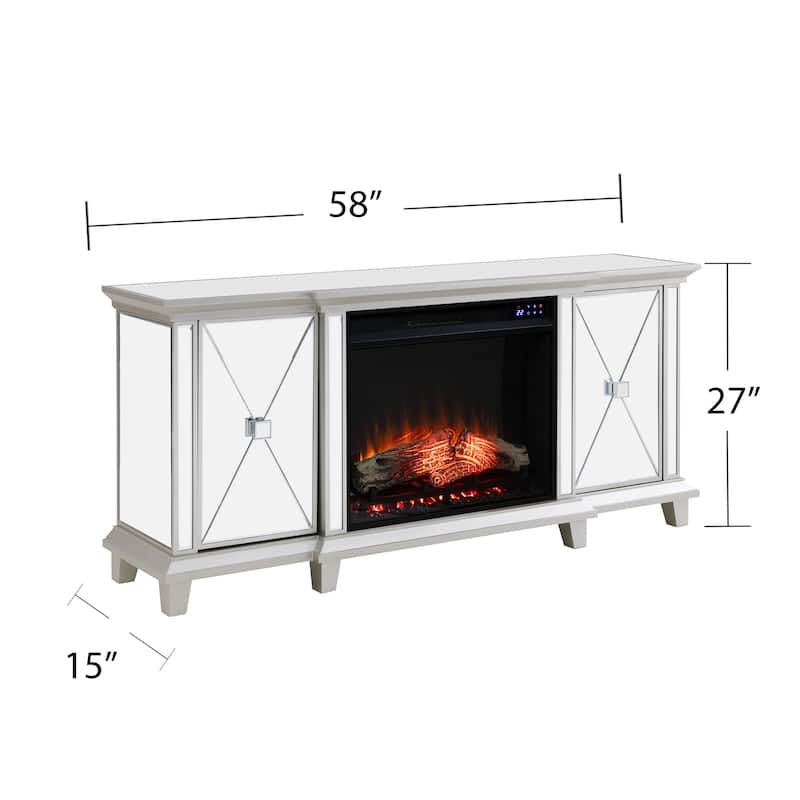 SEI Furniture Talmar Mirrored Fireplace Media TV Stand for TV's up to 62"