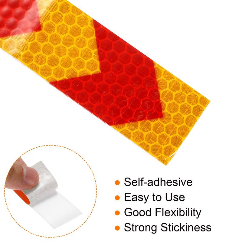 Reflective Tape, 2 Roll 10 Ft x 1-inch Safety Tape Reflector, Arrow Yellow Red - Arrow Yellow Red
