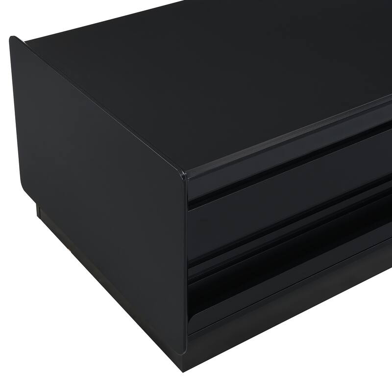 Modern Rectangle Coffee Table with 4 Drawers and 2 Display Shelves, Center Table with Magazine Holder for Living Room