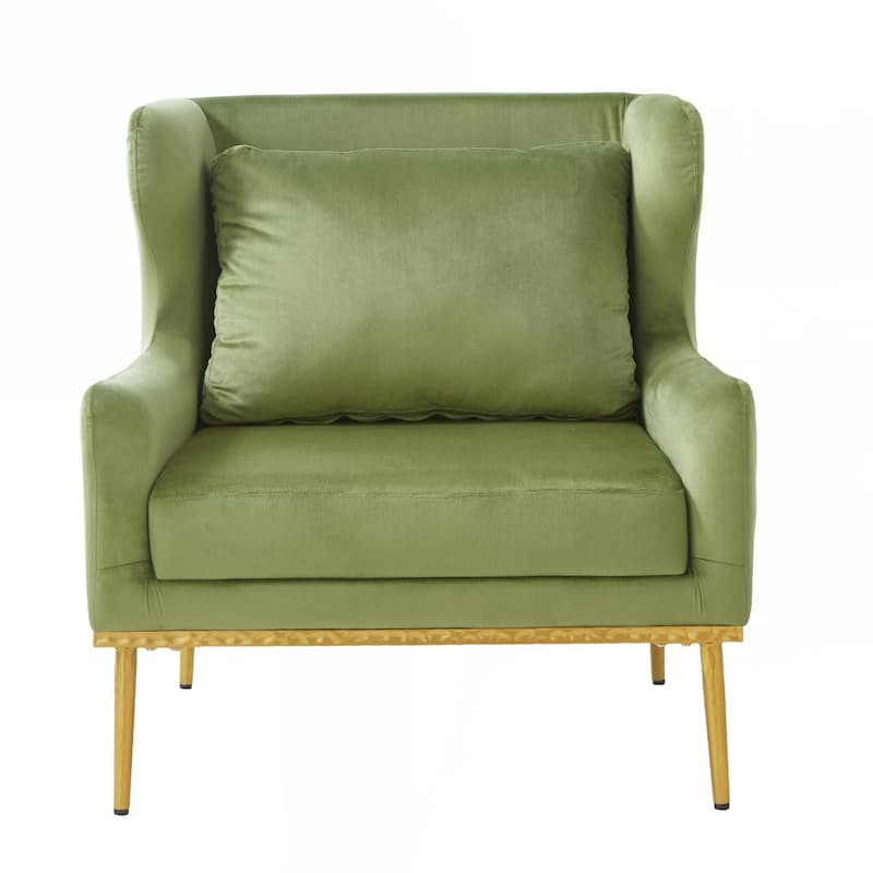 Modern Armchair Velvet Accent Chair Reading Chair Single Sofa Chair for Living Room - Green