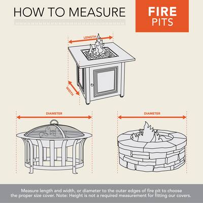 Modern Leisure Chalet Outdoor Patio Round Firepit Cover, Fits up to 44" Dia x 3" H, Beige