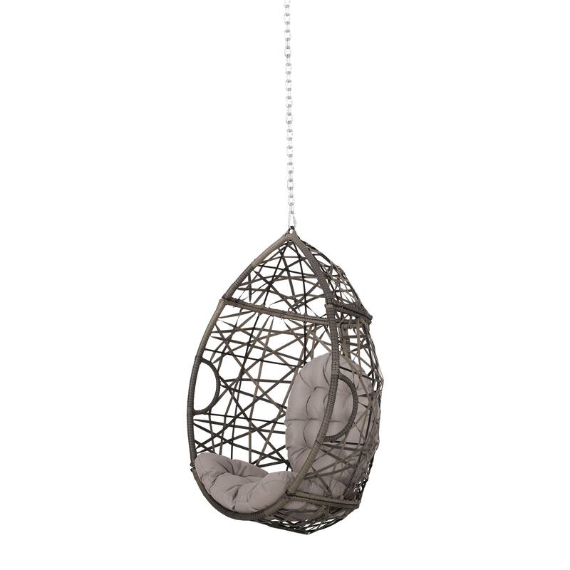 Teardrop Rattan Wicker Basket Swing Chair with Water-Resistant Cushions & Suspension Chain Hanging Chair Egg Chair