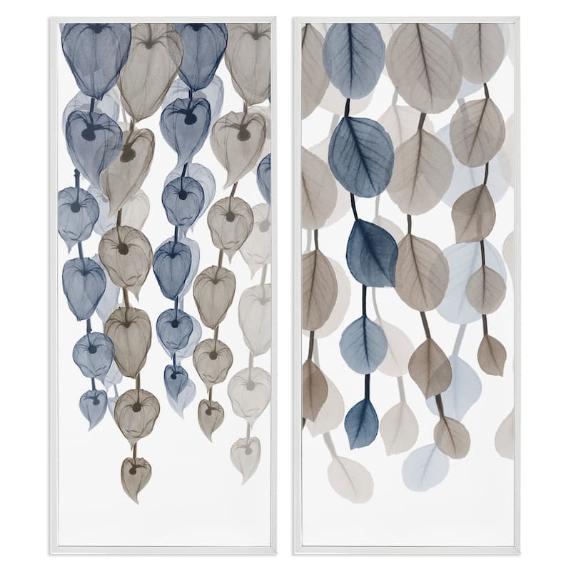 Stupell Neutral Opaque Cascading Leaves Framed Giclee Art Design by Albert Koetsier (Set of 2)
