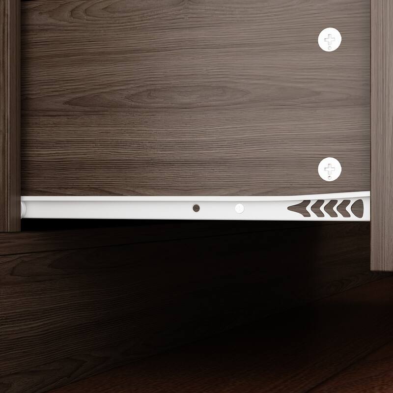 LED-Lit Wood Grain Cabinet - Configurable Storage for Home or Office