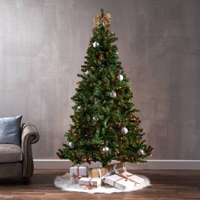 7FT Artificial Christmas Tree with Multi-Color Lights and Hinged Design