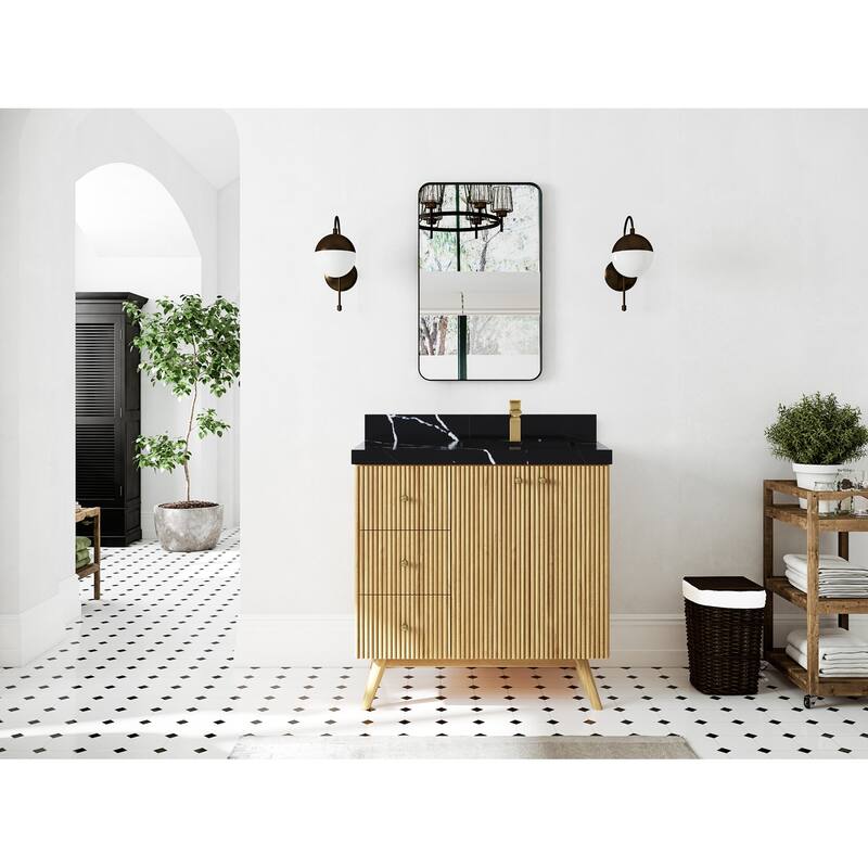Willow Collections 36 in. W x 22 in. D Pasadena Solid Te Right Offset Sink Bathroom Vanity with Countertop
