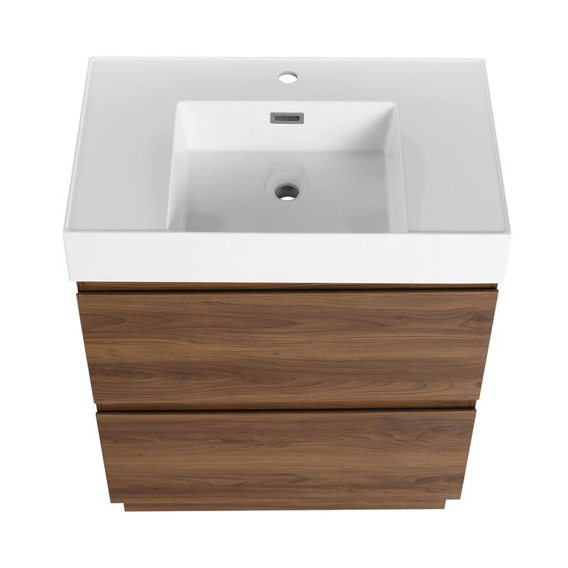 30 in. W x 18 in. D x 35 in. H Single Sink Freestanding Bath Vanity with White Resin Top