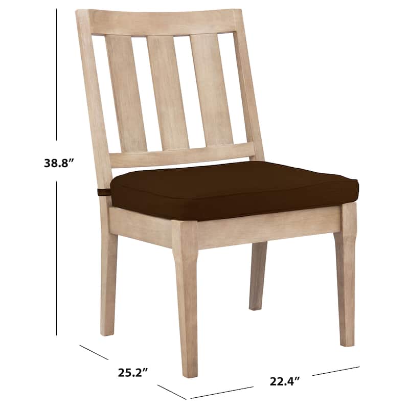 SAFAVIEH Couture Dominica 18-inch Wooden Outdoor Dining Chair [SET of 2] - 22Wx25Dx39H - Natural/Dark Brown
