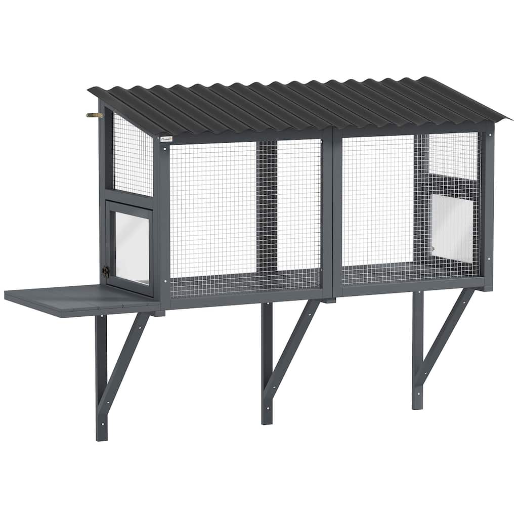 PawHut Cat Catio, Outdoor Cat Enclosure Window Perch for Multiple Kittens with Jumping Platform