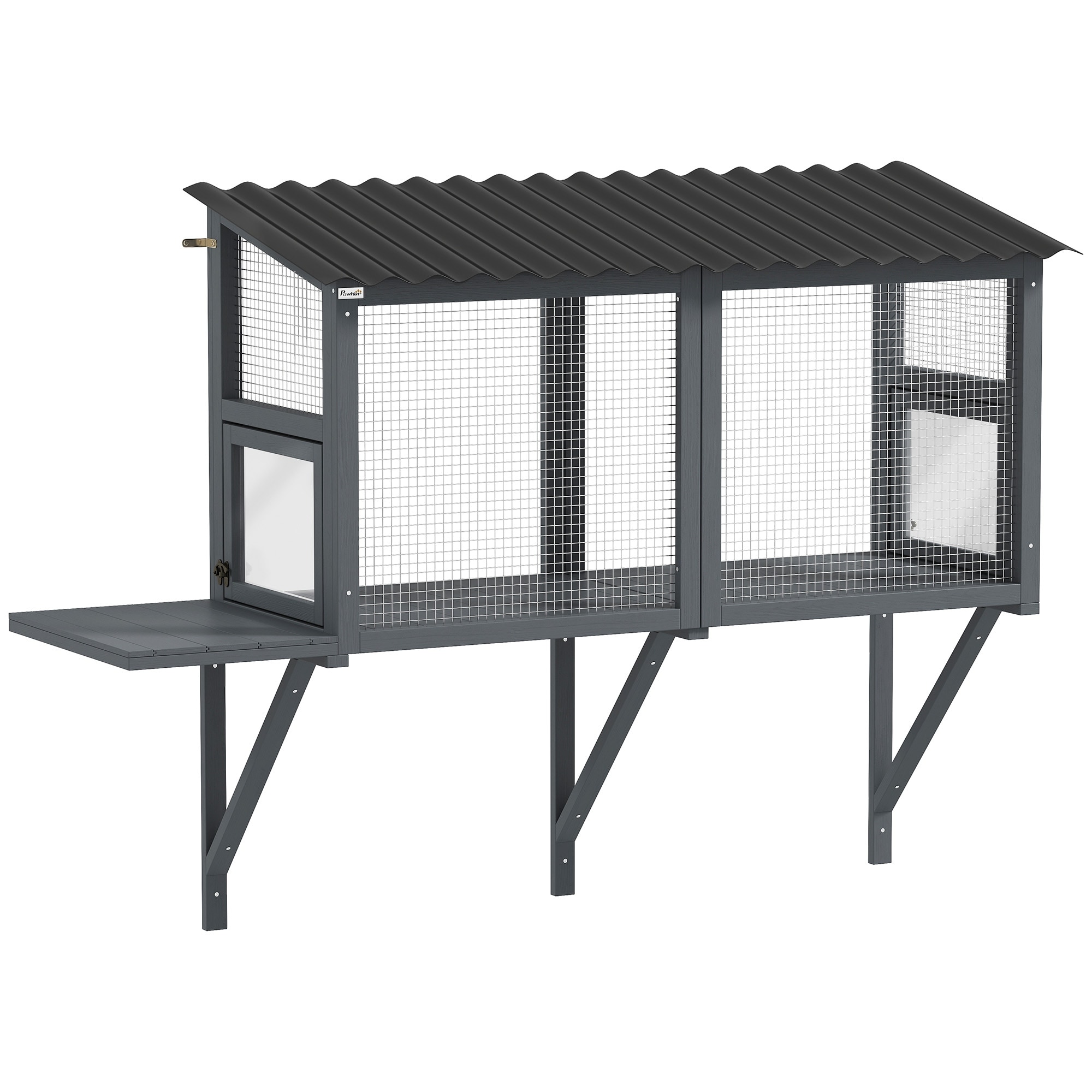 PawHut Cat Catio, Outdoor Cat Enclosure Window Perch for Multiple Kittens with Jumping Platform