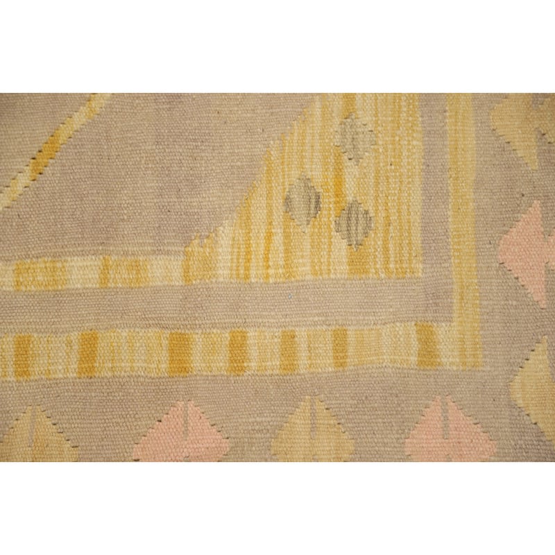 Hand Woven Oriental 100% Wool Carpet Southwestern Tribal Yellow & Gold Kilim Area Rug - 4' 10'' X 3' 4''