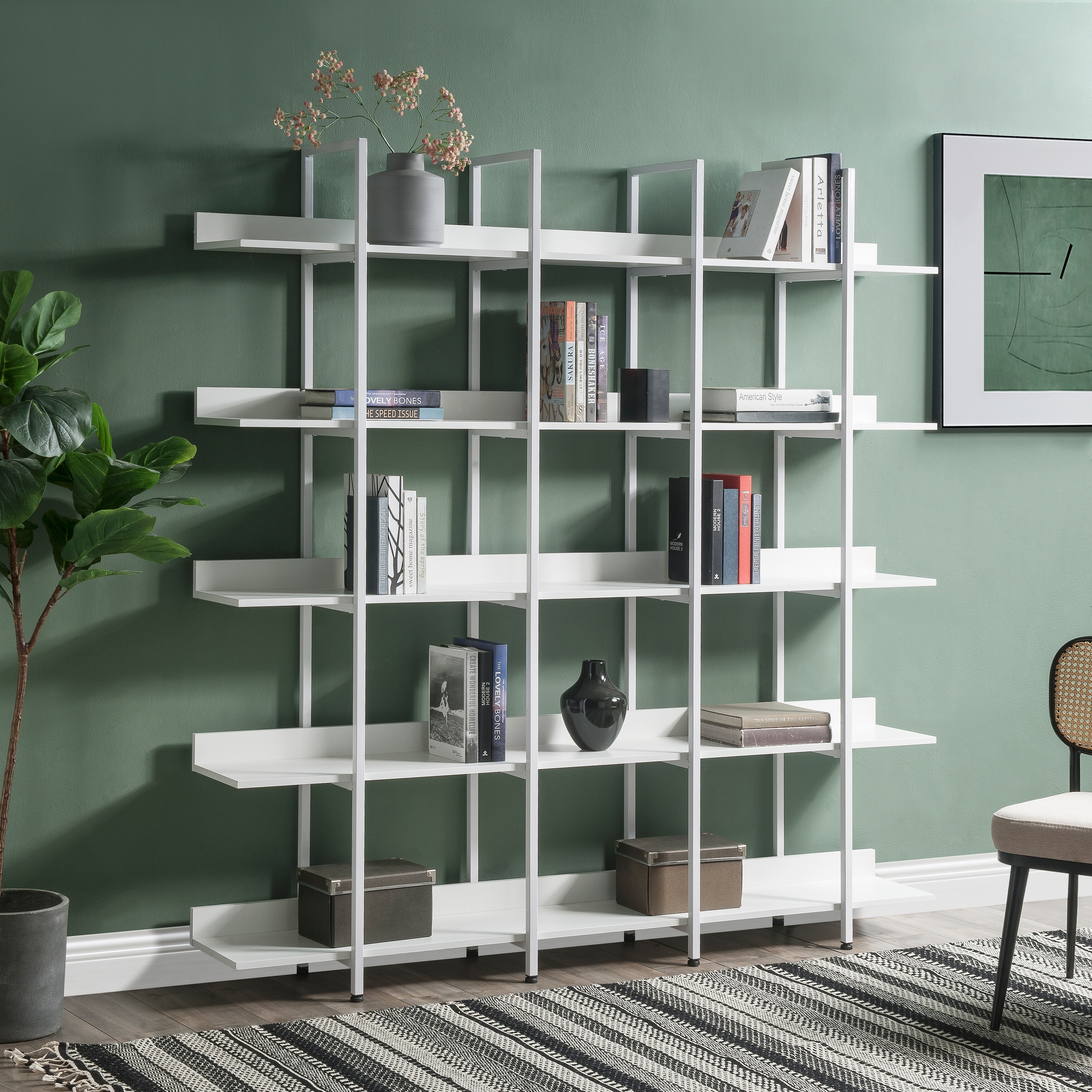 5 Tier Bookshelf Arched Bookcase Modern Standing Bookshelves Tall Display  Racks Metal Book Shelf for Bedroom, Living Room, Home Office