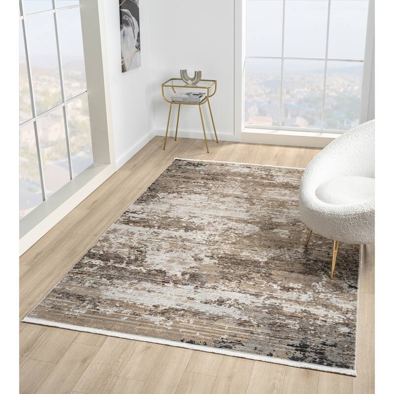 Obsession Collection Cream Abstract Area Rug
