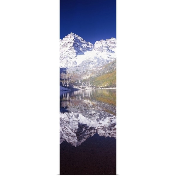 "Reflection of a mountain in a lake, Maroon Bells, Aspen, Pitkin County, Colorado," Poster Print